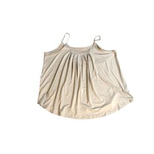 Womens Beige Pleated Front Spaghetti Strap Camisole Flowy Tank Top Tan Small
